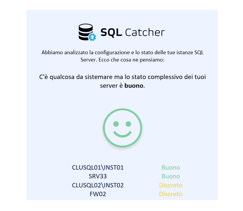 SQL Catcher controllo giornaliero SQL Server