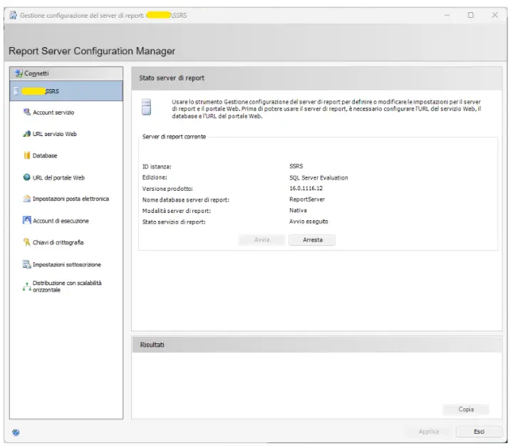 Gestione Configurazione del server di report