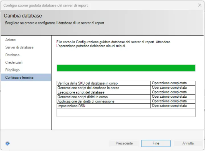 SSRS installazione database