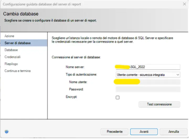creare o configurare db