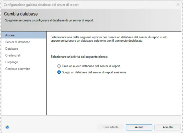 cambiare database