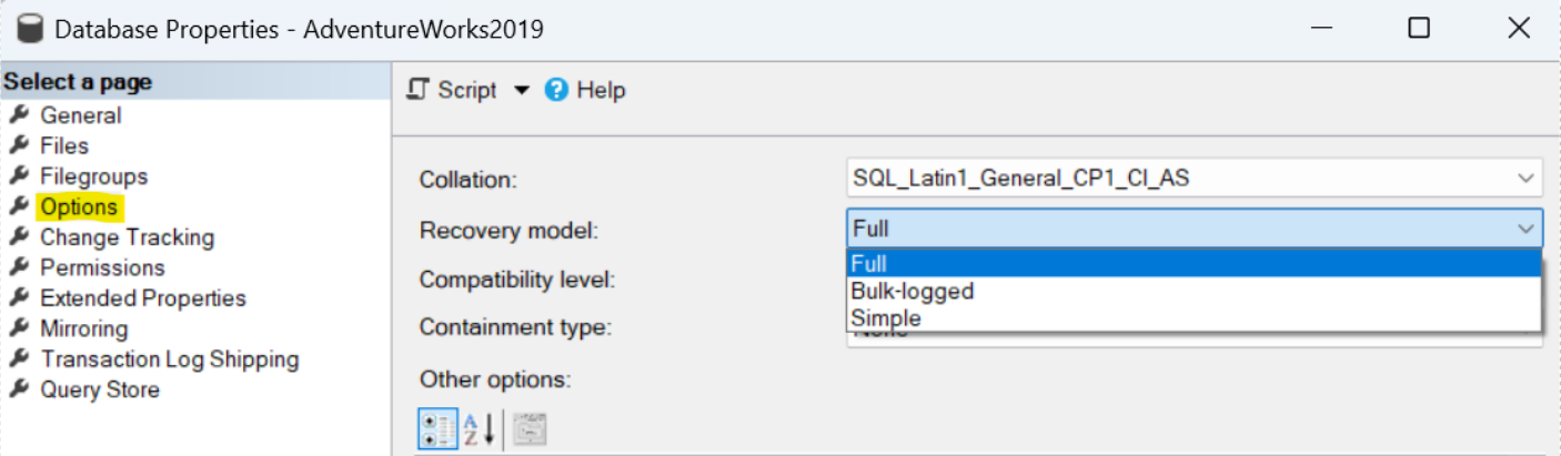 Database properties