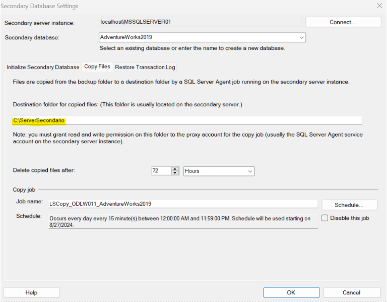 Copy File secondary database