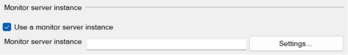 Settings monitor server instance