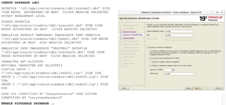 Oracle create database